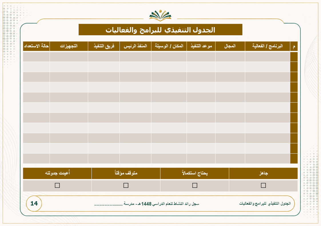 سجل رائد النشاط الطلابي 1448هـ - نموذج 5