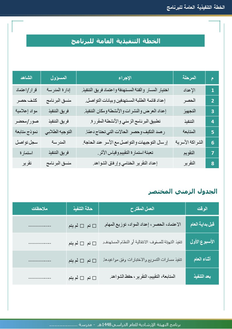 برنامج التهيئة الإرشادية 1448هـ