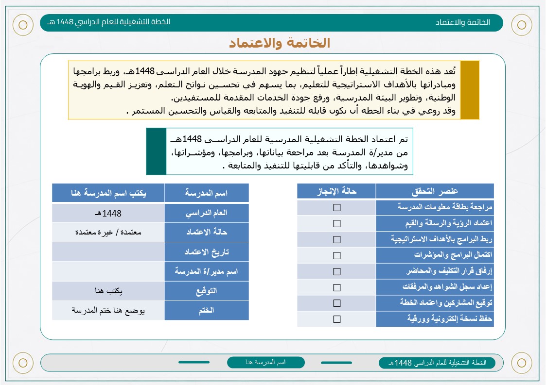 الخطة التشغيلية للمرحلة الابتدائية 1448هـ