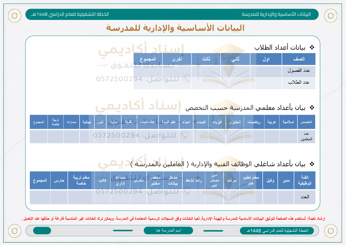 الخطة التشغيلية للمرحلة الثانوية 1448هـ