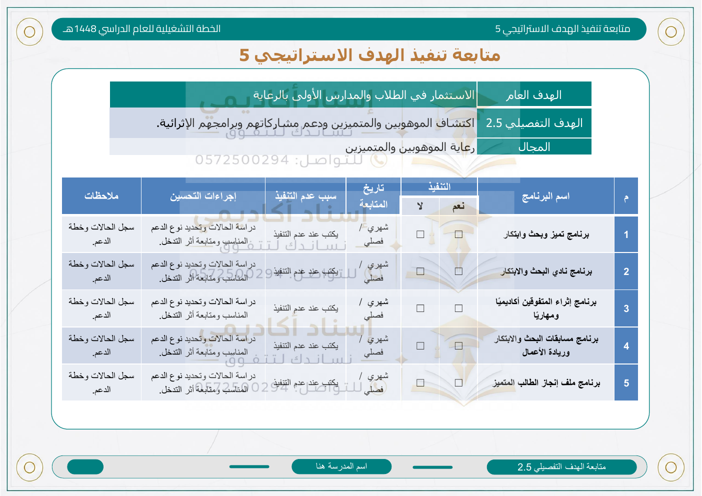 الخطة التشغيلية للمرحلة الثانوية 1448هـ