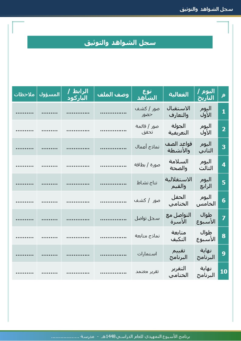 برنامج الأسبوع التمهيدي 1448هـ