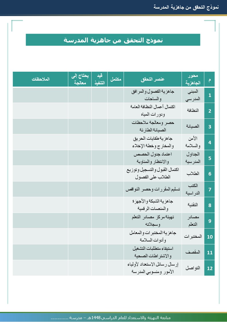 متابعة التهيئة والاستعداد للعام الدراسي 1448هـ