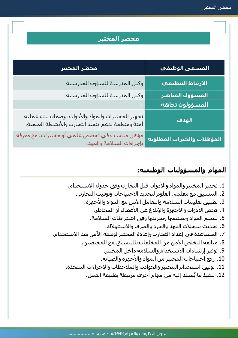 سجل التكليفات والمهام 1448هـ
